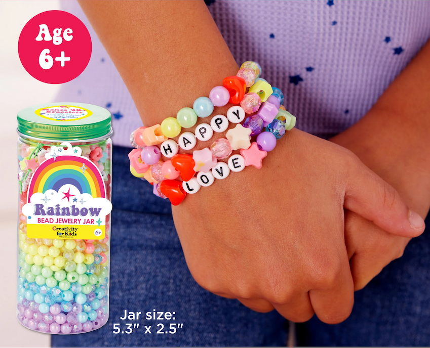 Rainbow Bead Jewelry Jar