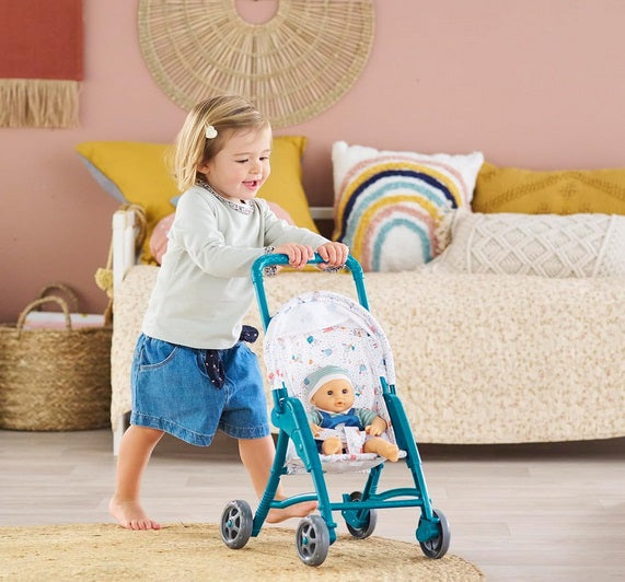 Baby Doll Stroller with Folding Canopy - Teal