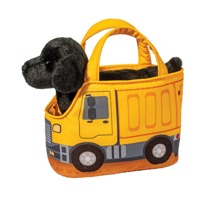 Construction Truck Pet Sak with Black Lab