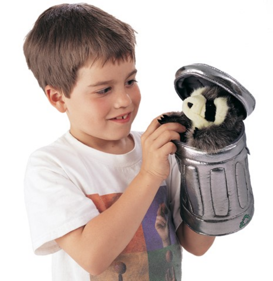 Raccoon in Garbage Can Puppet
