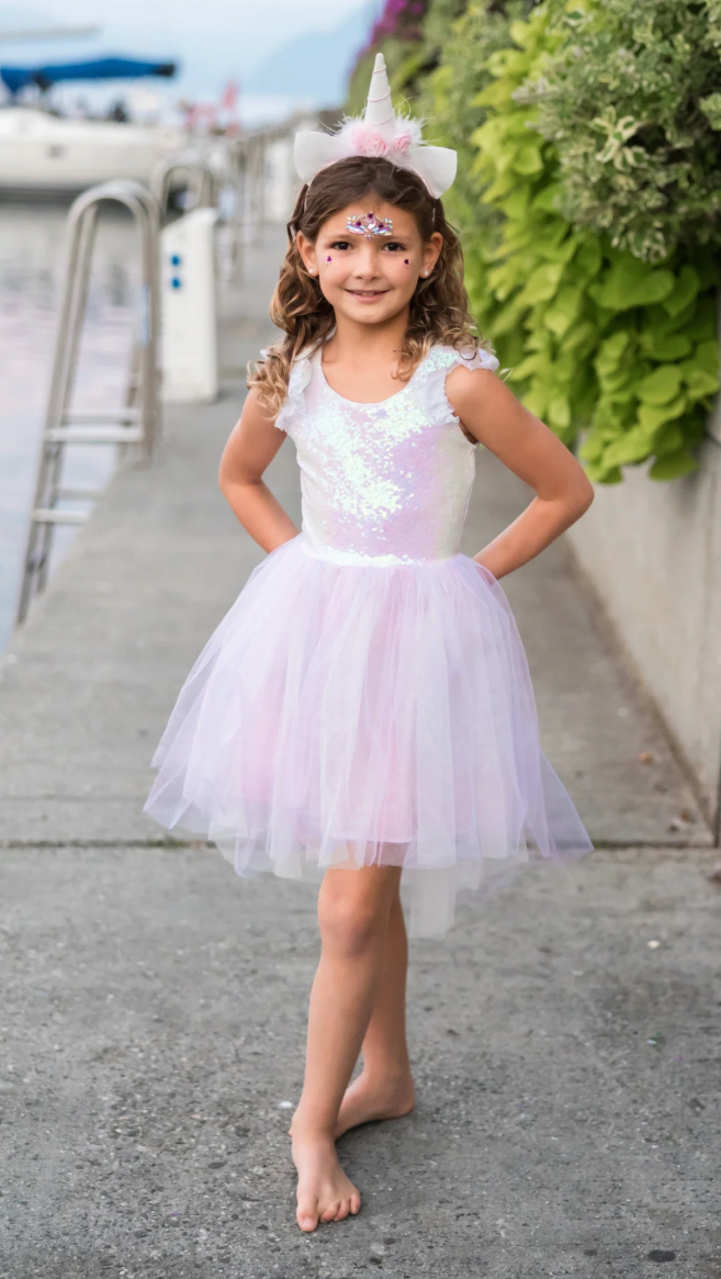 Dreamy Unicorn Dress & Headband, Iridescent/Pink , Size 3-4