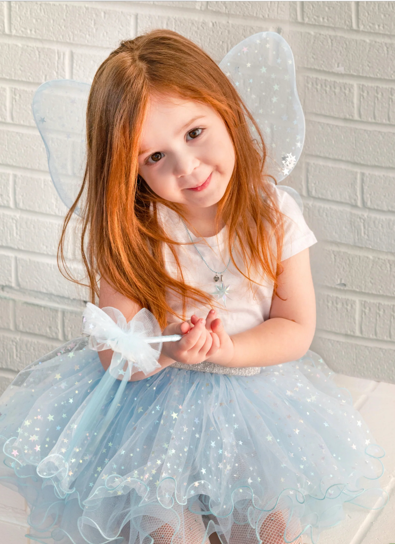 Iridescent Celestial Fairy Wings Tutu & Wand Set, Size 4-6