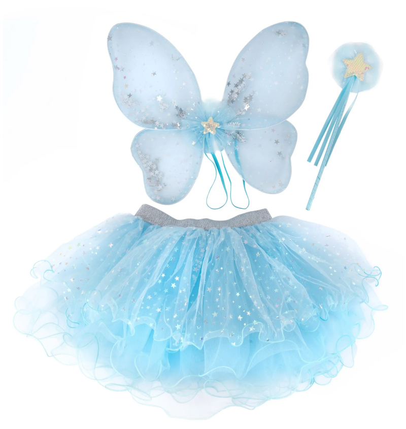 Iridescent Celestial Fairy Wings Tutu & Wand Set, Size 4-6