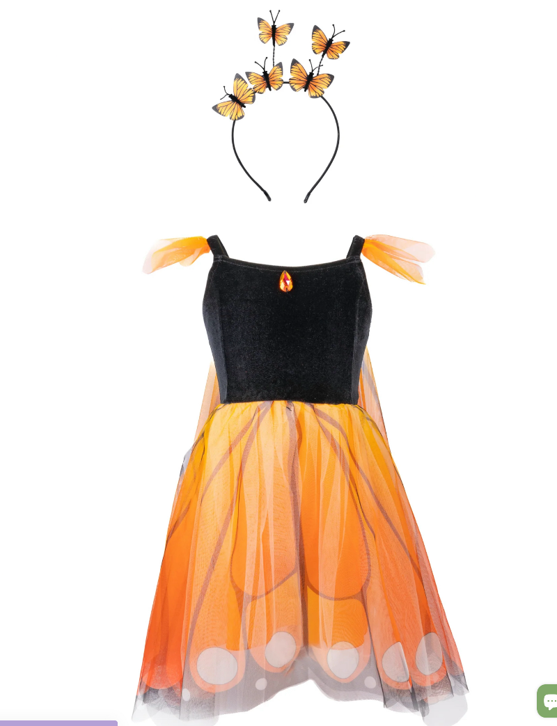 Monarch Butterfly Twirl Dress with Wings & Headband, Size 5-6