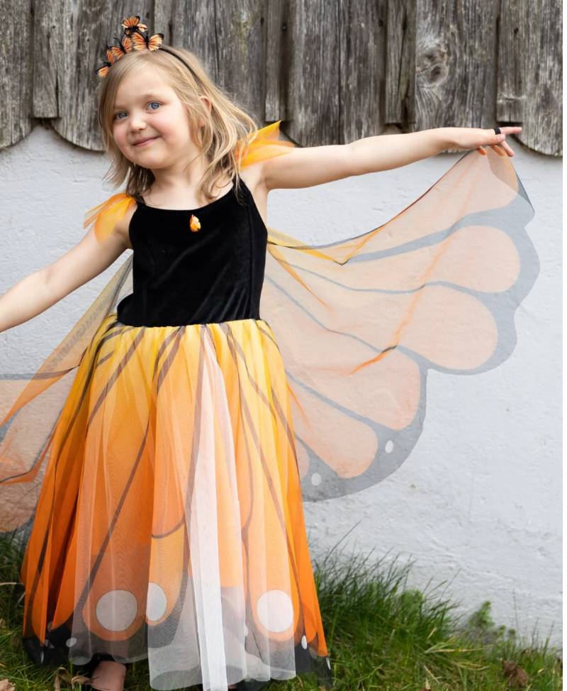 Monarch Butterfly Twirl Dress with Wings & Headband, Size 5-6
