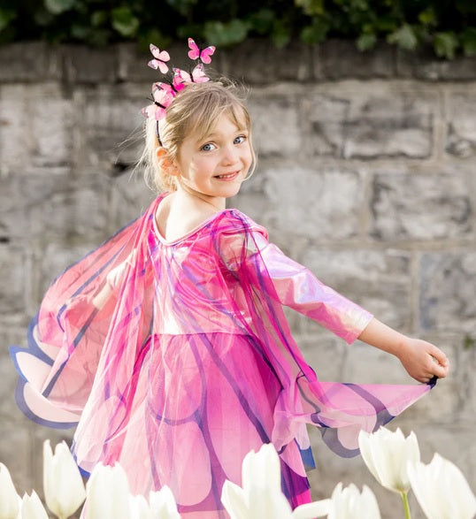 Butterfly Twirl Dress with Wings, Pink, Size 3-4