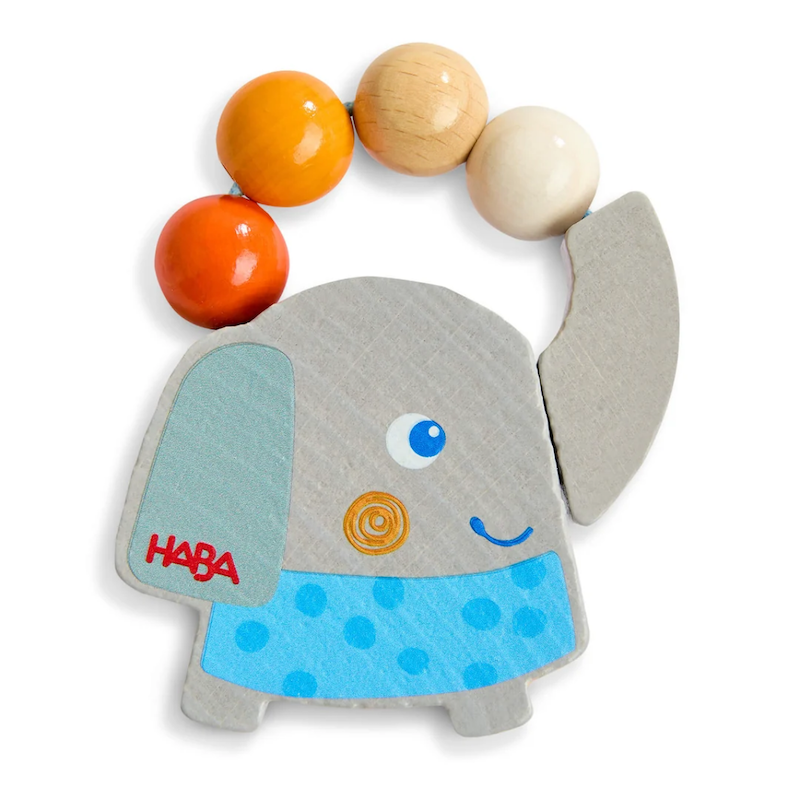 Wooden Elephant Rattle Grasping Toy