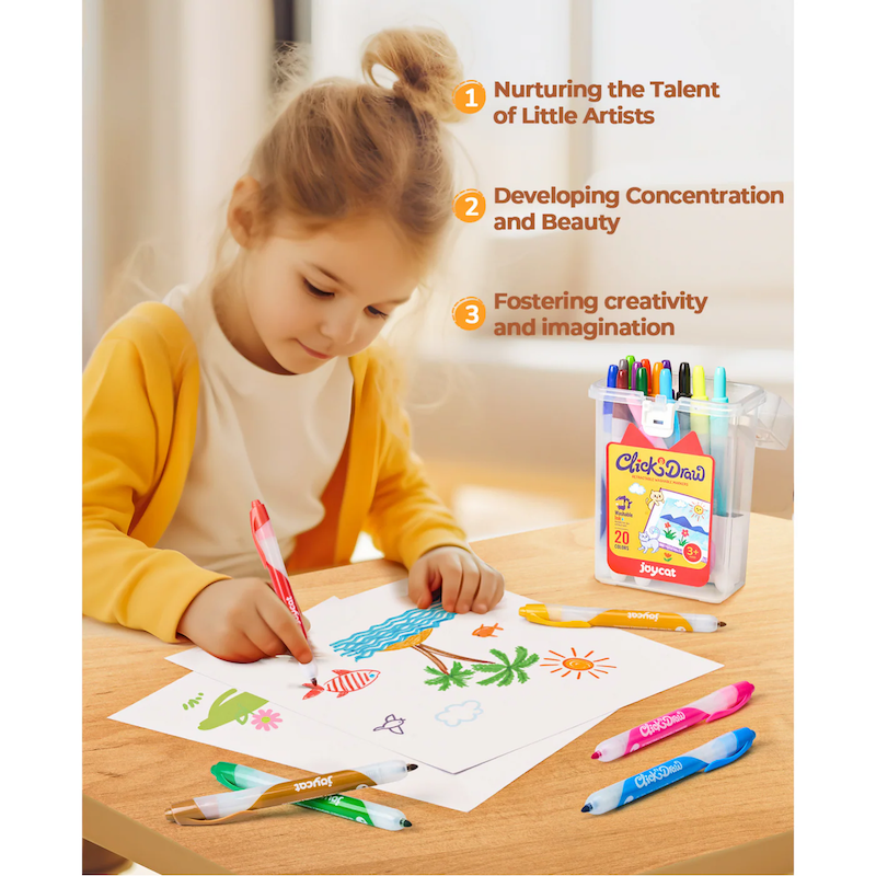 Press & Draw Retractable Washable Markers - 20 Pc Set