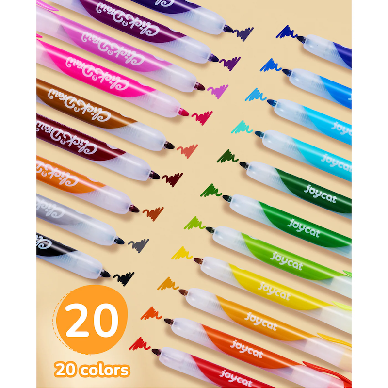 Press & Draw Retractable Washable Markers - 20 Pc Set