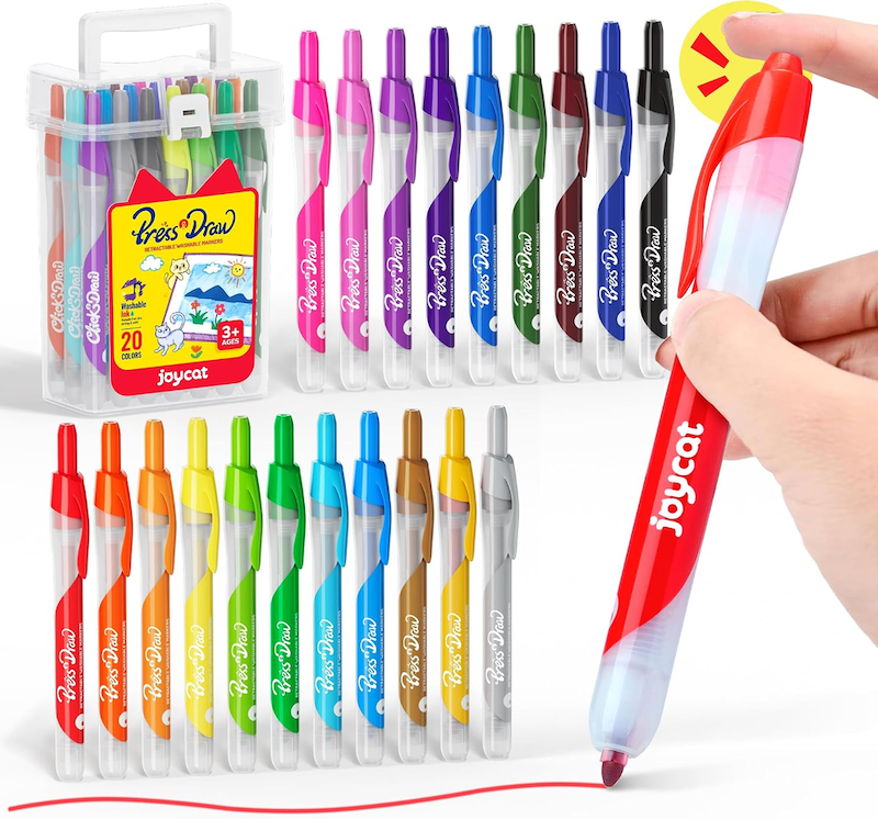 Press & Draw Retractable Washable Markers - 20 Pc Set