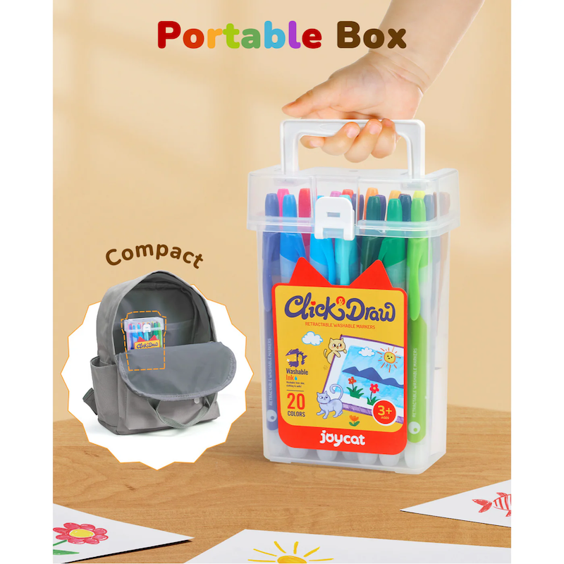Press & Draw Retractable Washable Markers - 20 Pc Set
