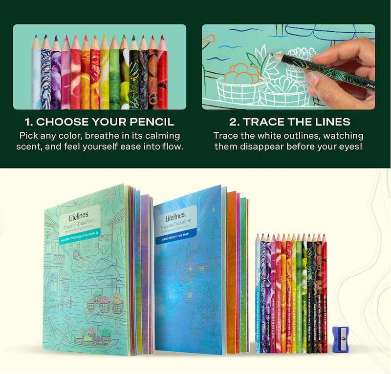 Lifelines Trace to Transform Art Pad with Color Pencils