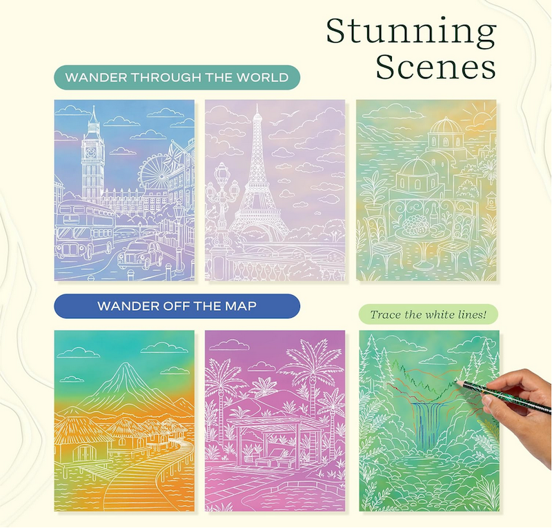 Lifelines Trace to Transform Art Pad with Color Pencils