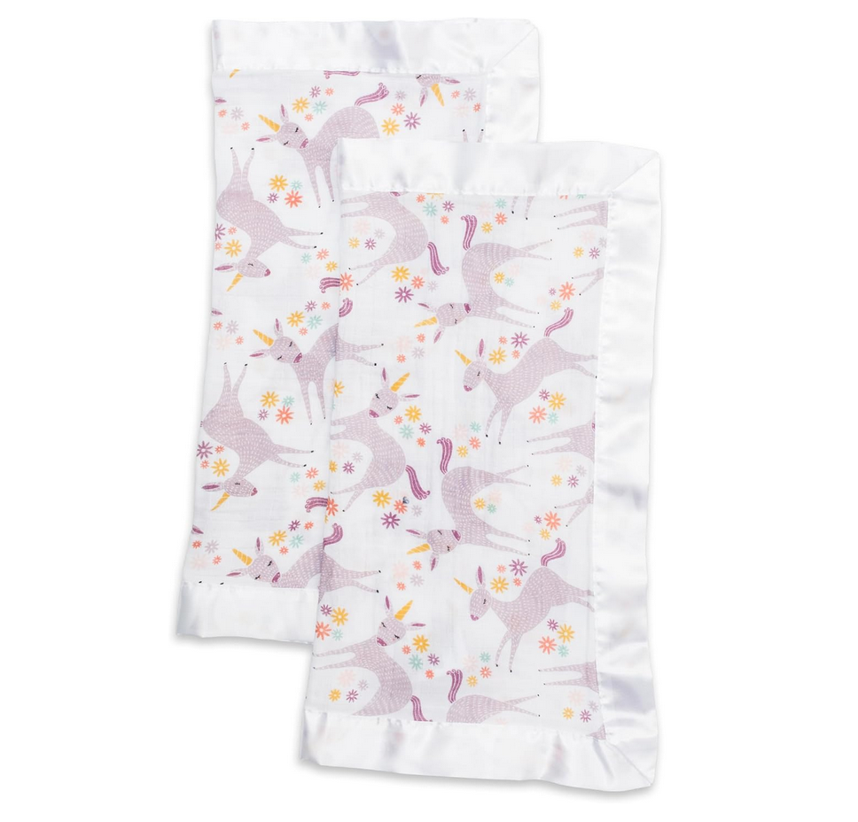 Cotton Muslin Security Blankets - Modern Unicorn 2pk