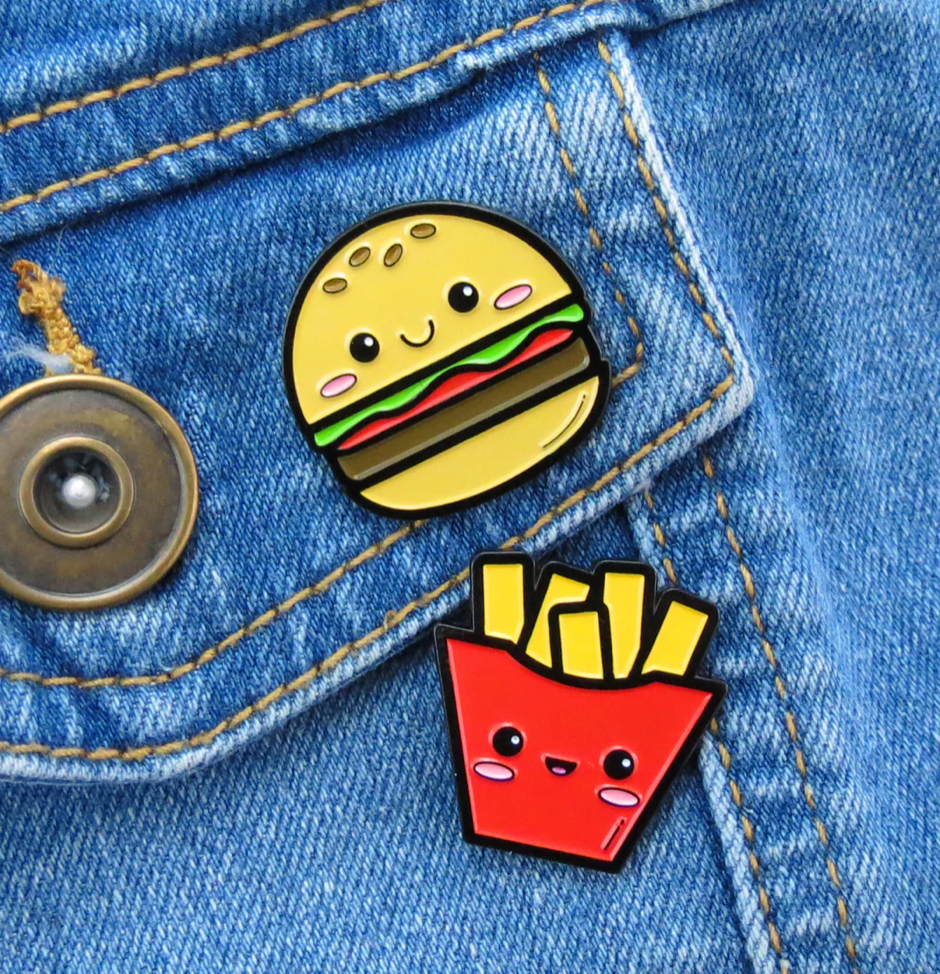 Burger & Fries Enamel Pin Set