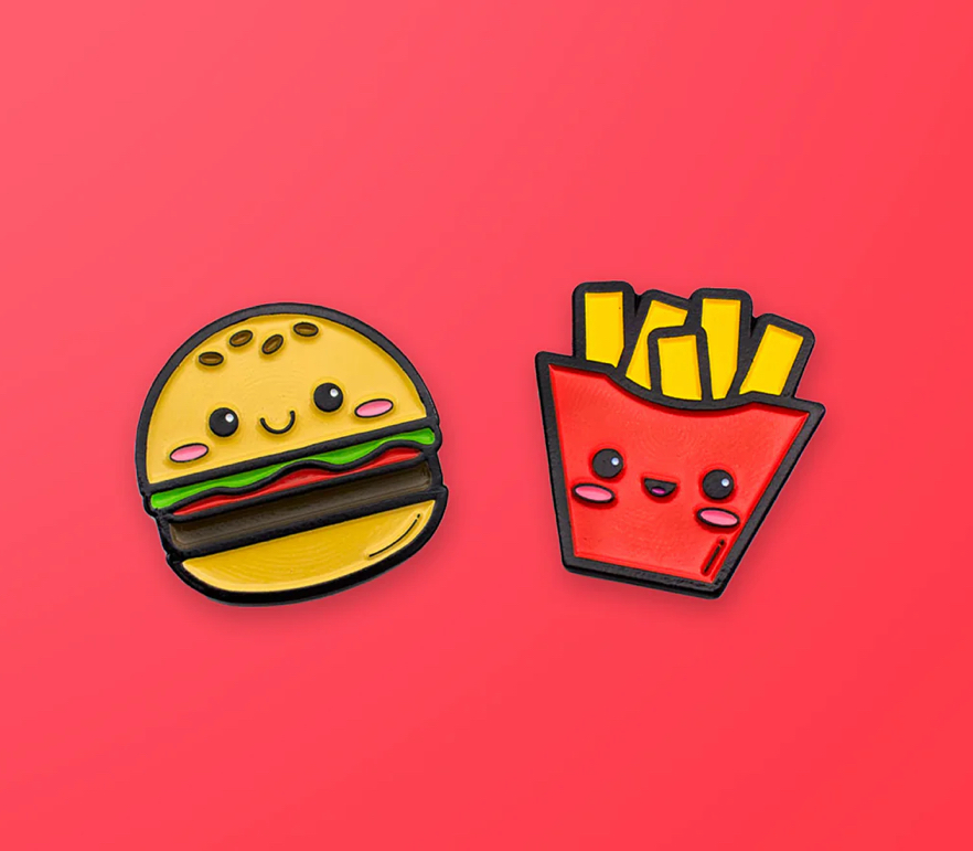 Burger & Fries Enamel Pin Set
