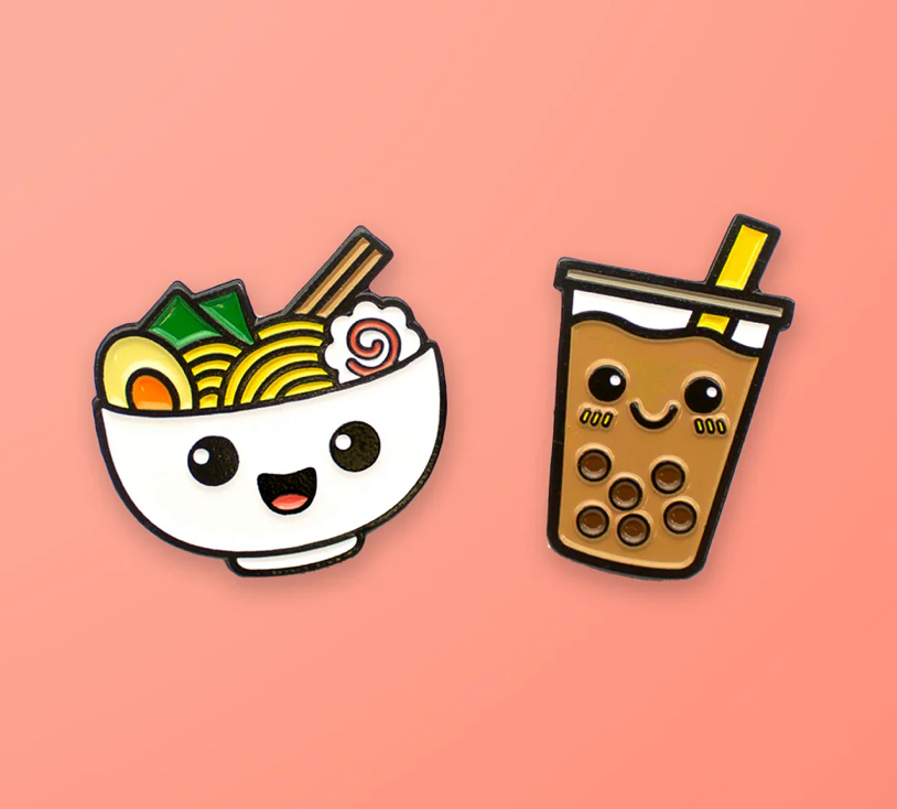 Ramen & Boba Enamel Pin Set