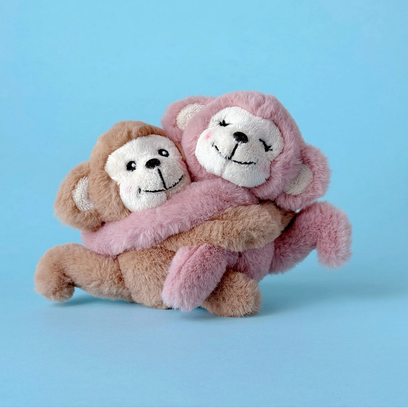 Magnetic Hugging Monkey Keychain Plush Pair