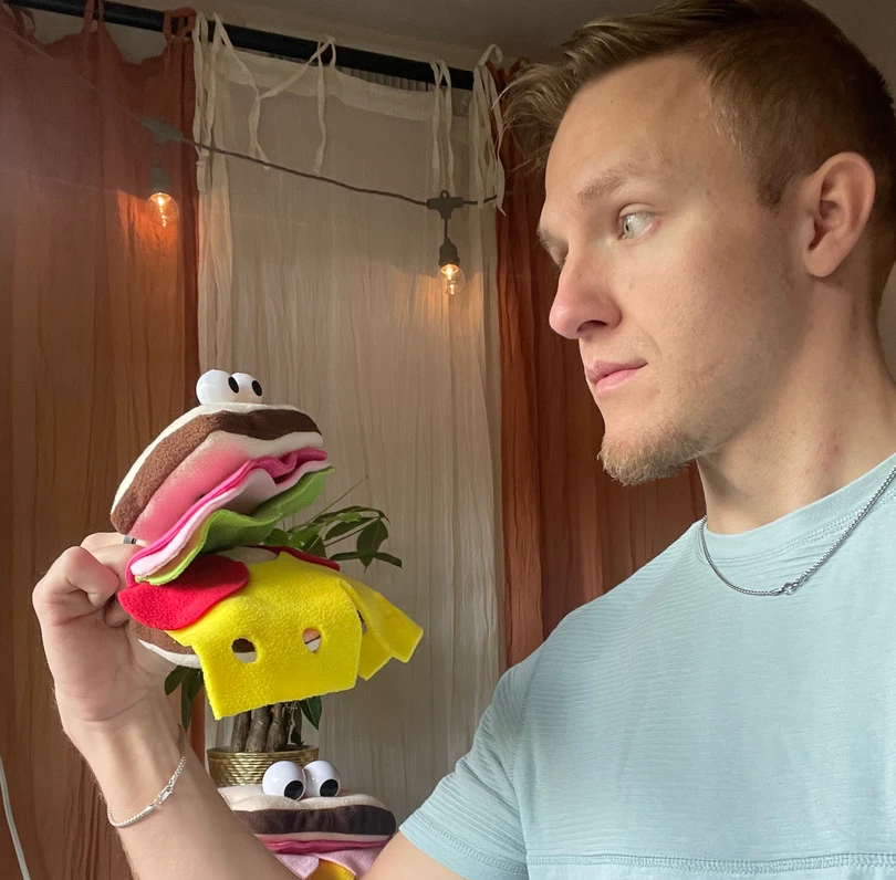 Mini Hamburger Pal Puppet