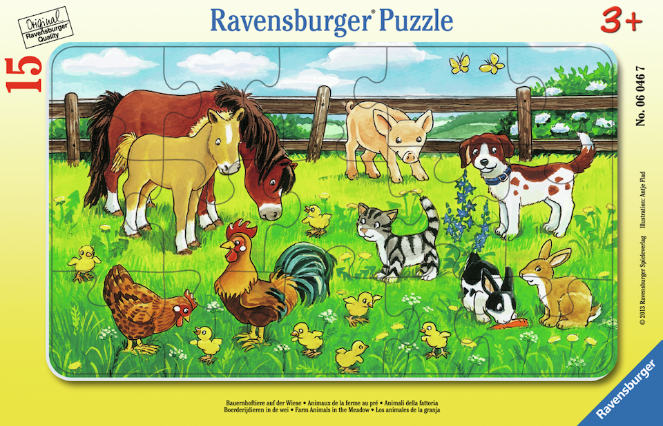 Farm Animals in the Meadow 15 Pc Frame Puzzle