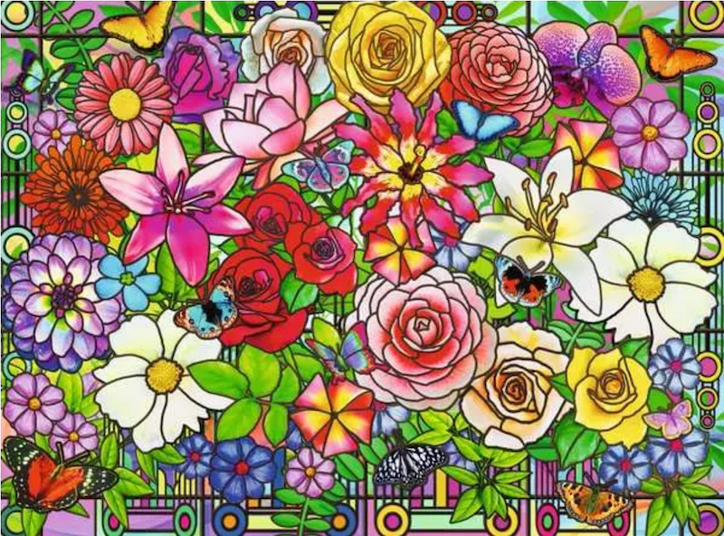 Tiffany Flowers XL 100 pc Puzzle