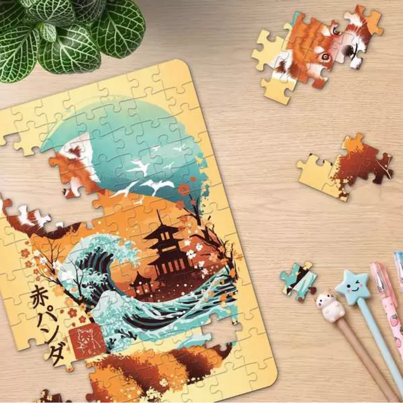 Ukiyo-E Cat Warrior, Red Panda & Dragon 3 x 100 Pc Puzzles