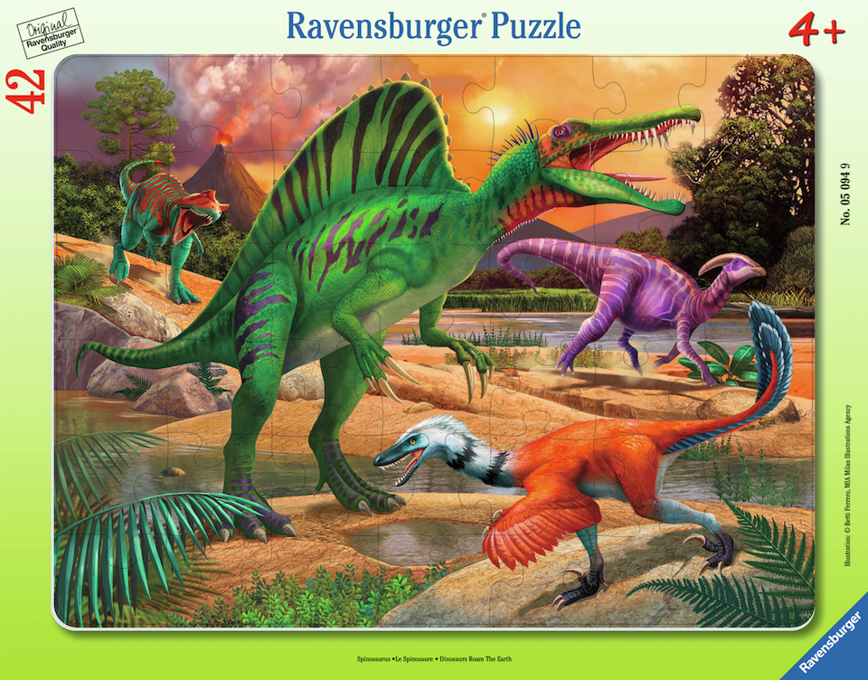 Dinosaurs Roam the Earth 42 Pc Frame Puzzle