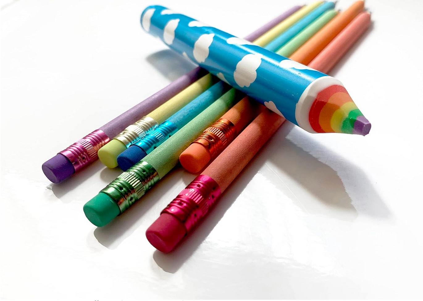 Recycled Rainbow Pencil & Eraser Set — Busy Bee Toys