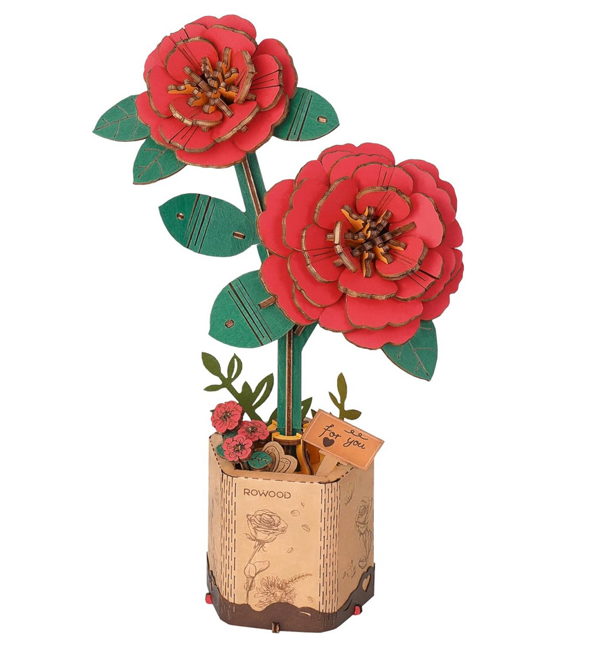 Red Camellia Wooden Bloom Kit