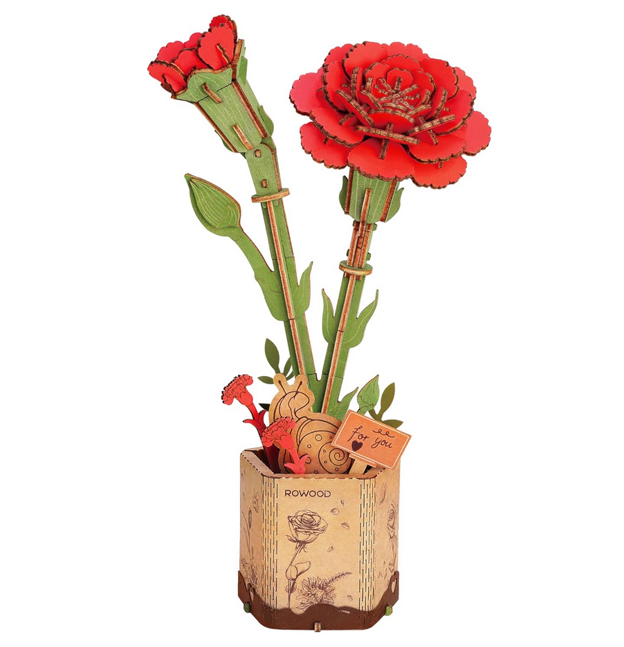 Red Carnation Wooden Bloom Kit