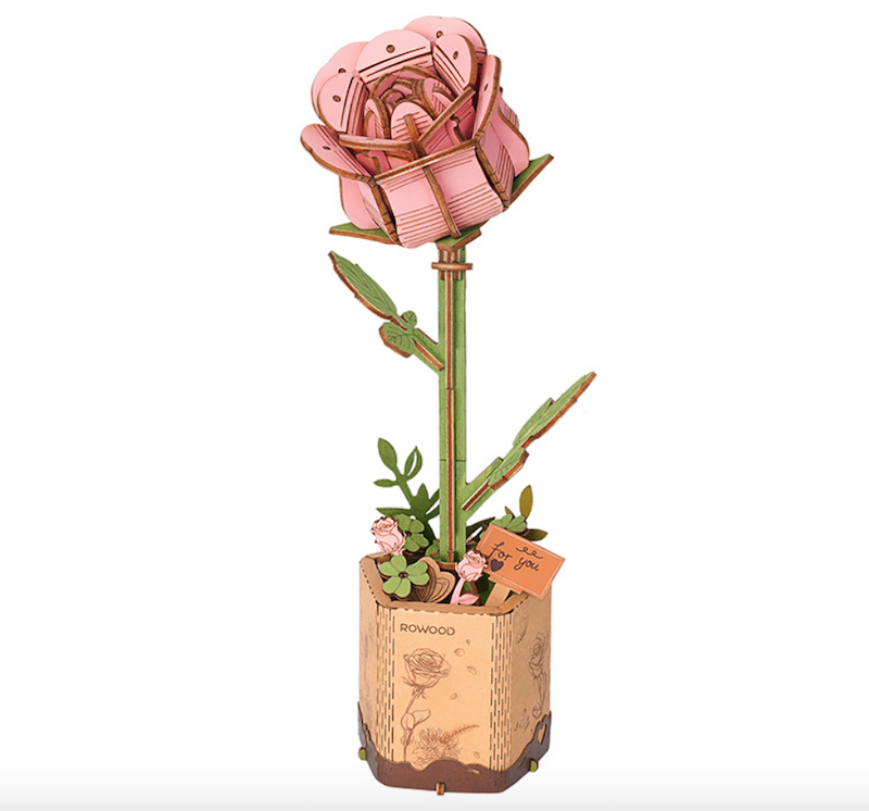 Pink Rose Wooden Bloom Craft Kit
