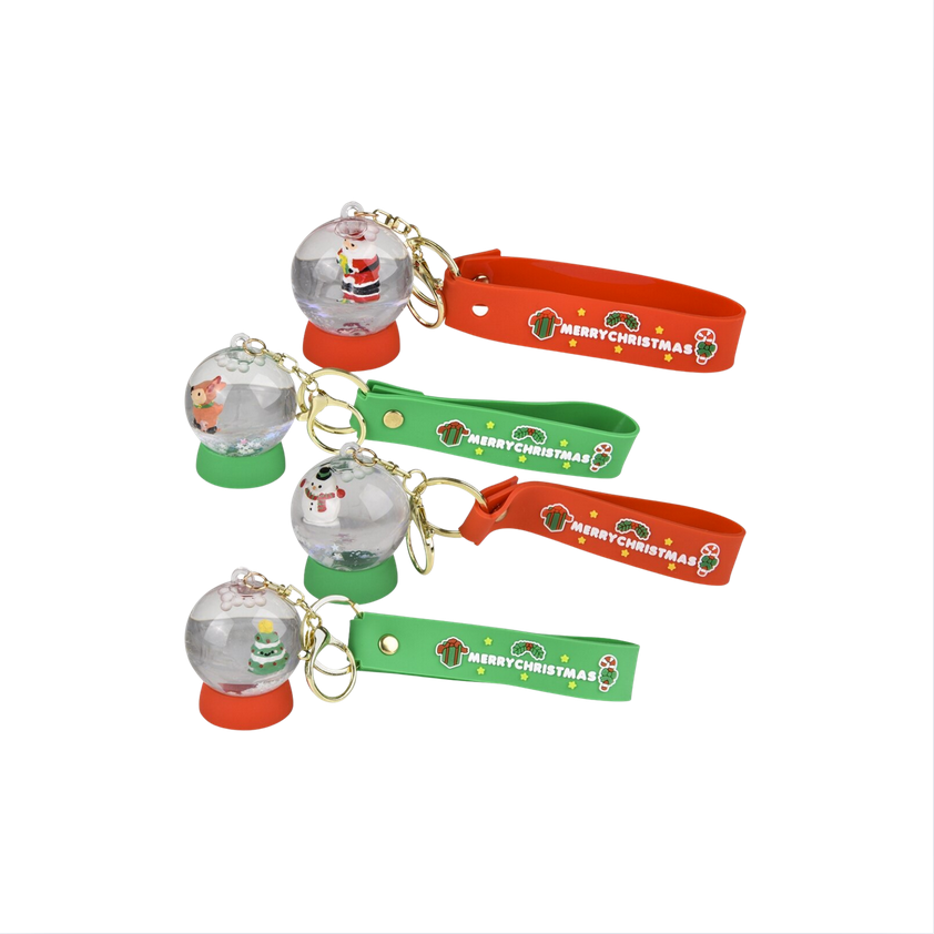Christmas Liquid Snow Globe Wristlet Clip On