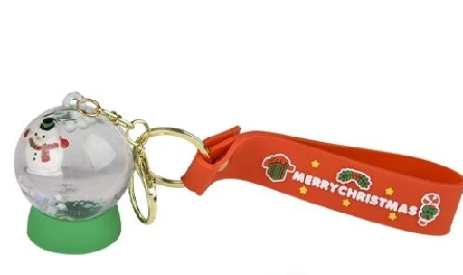 Christmas Liquid Snow Globe Wristlet Clip On