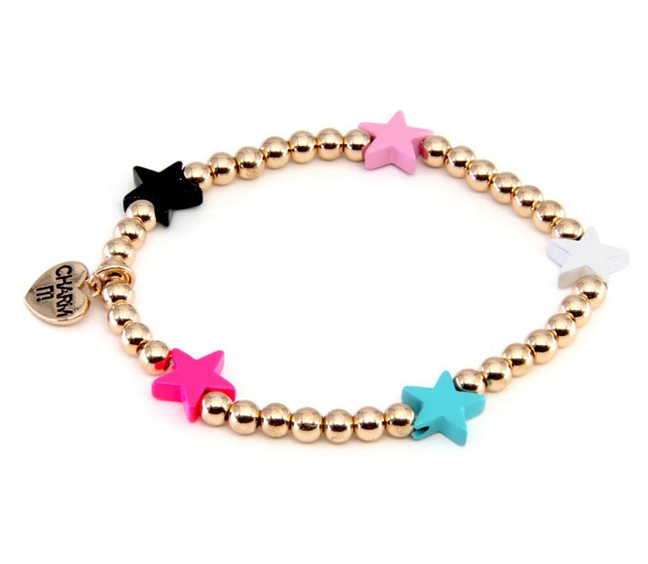 Gold Bead Multi Star Stretch Bracelet