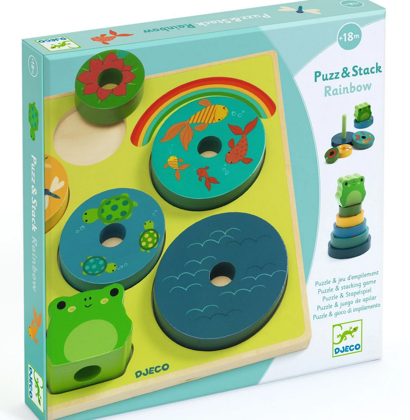 Puzz & Stack Rainbow Wooden Puzzle & Stacking Game
