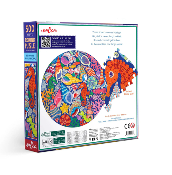 Seahorses, Shells & Coral 500 Pc Round Puzzle
