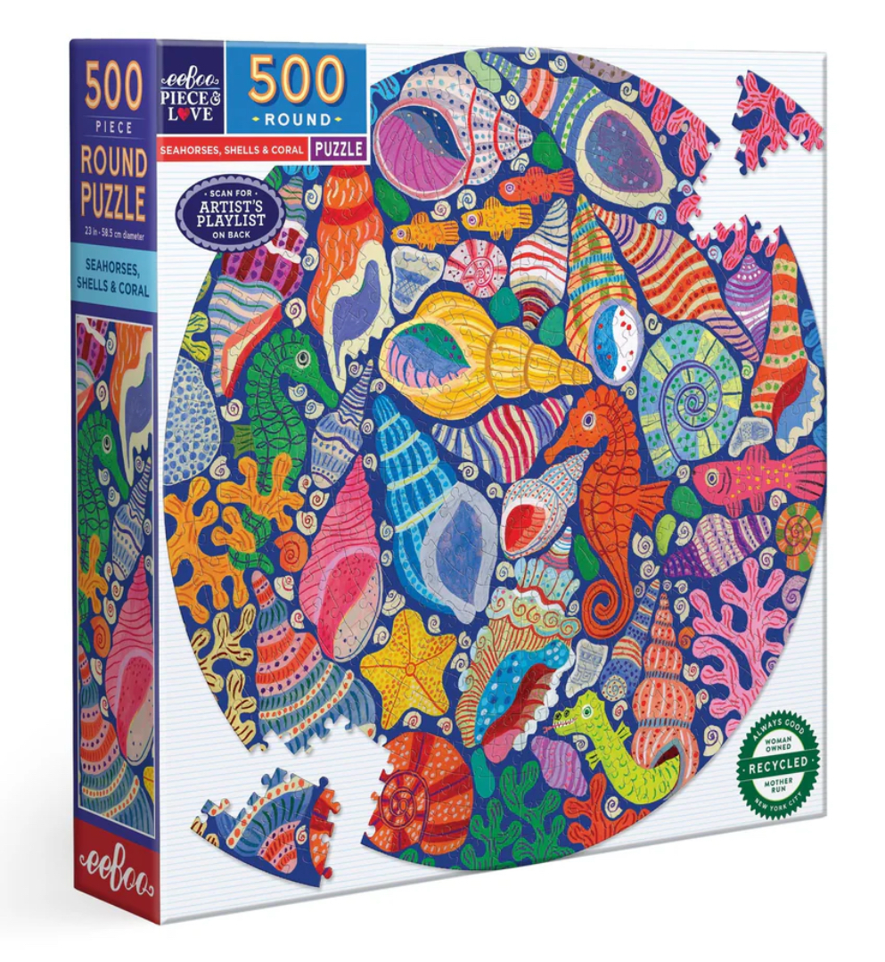 Seahorses, Shells & Coral 500 Pc Round Puzzle