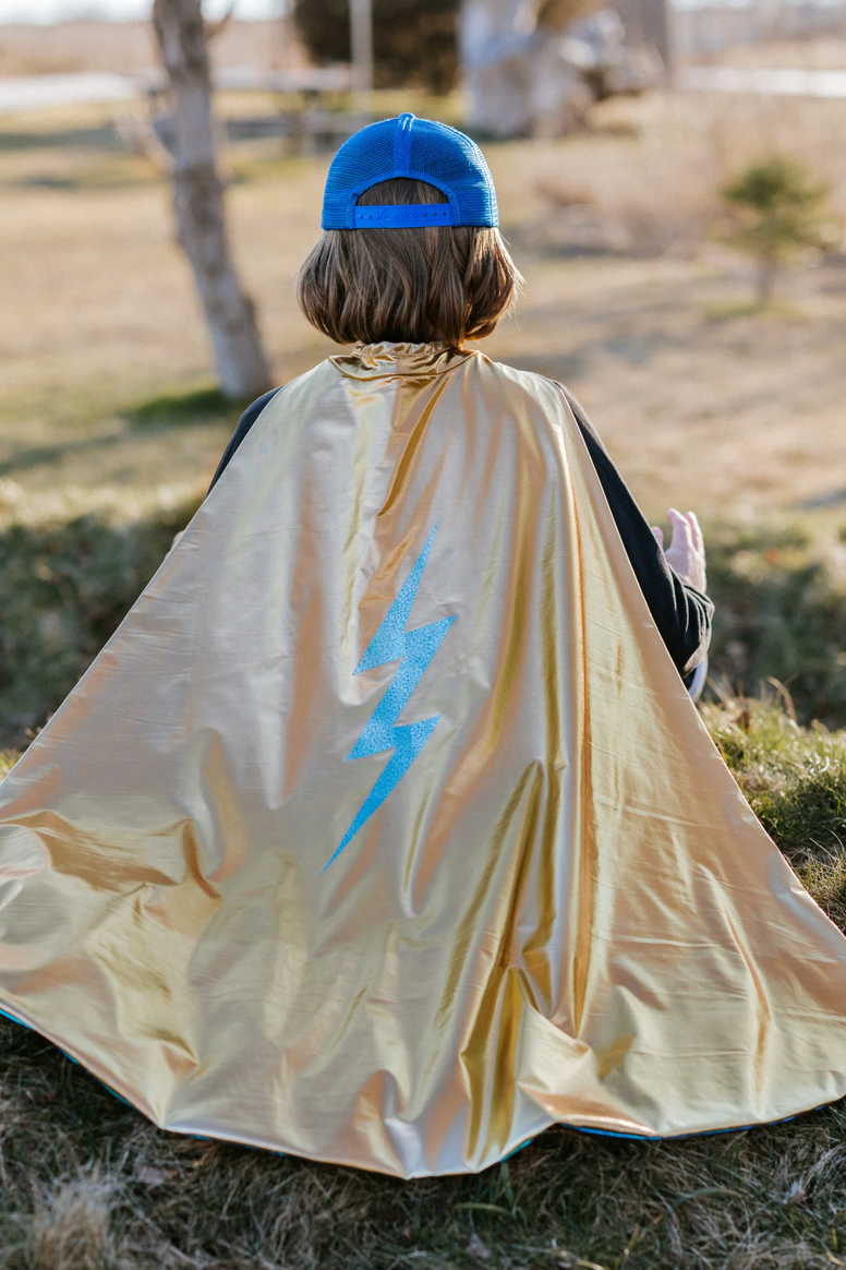 Reversible Lightning Bolt Holographic Cape, Size 5-6