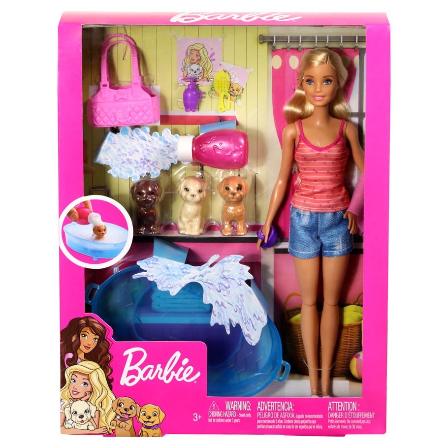 Barbie Doll with Dog, 3 Puppies & Accessories