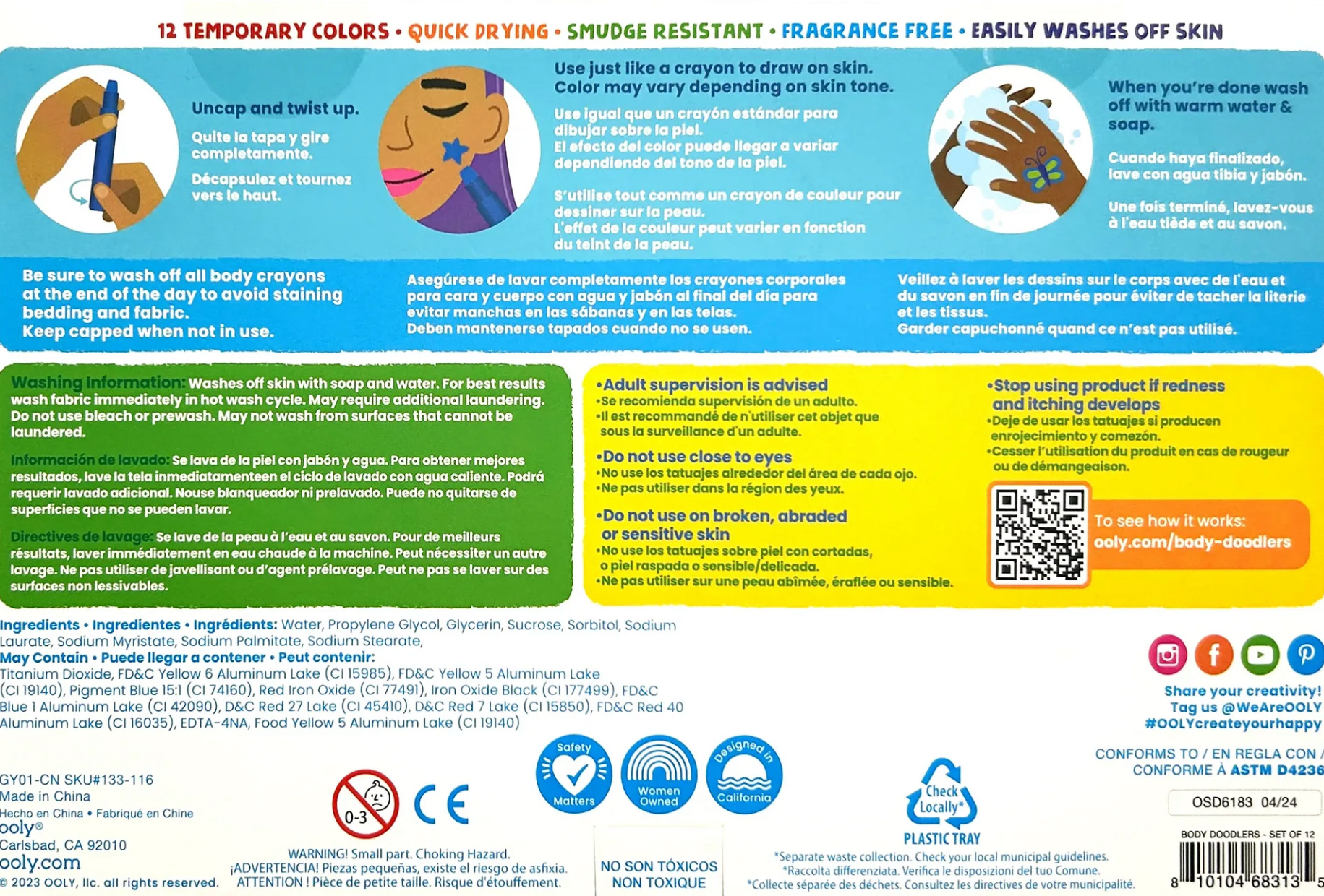 Body Doodlers Face & Body Crayons