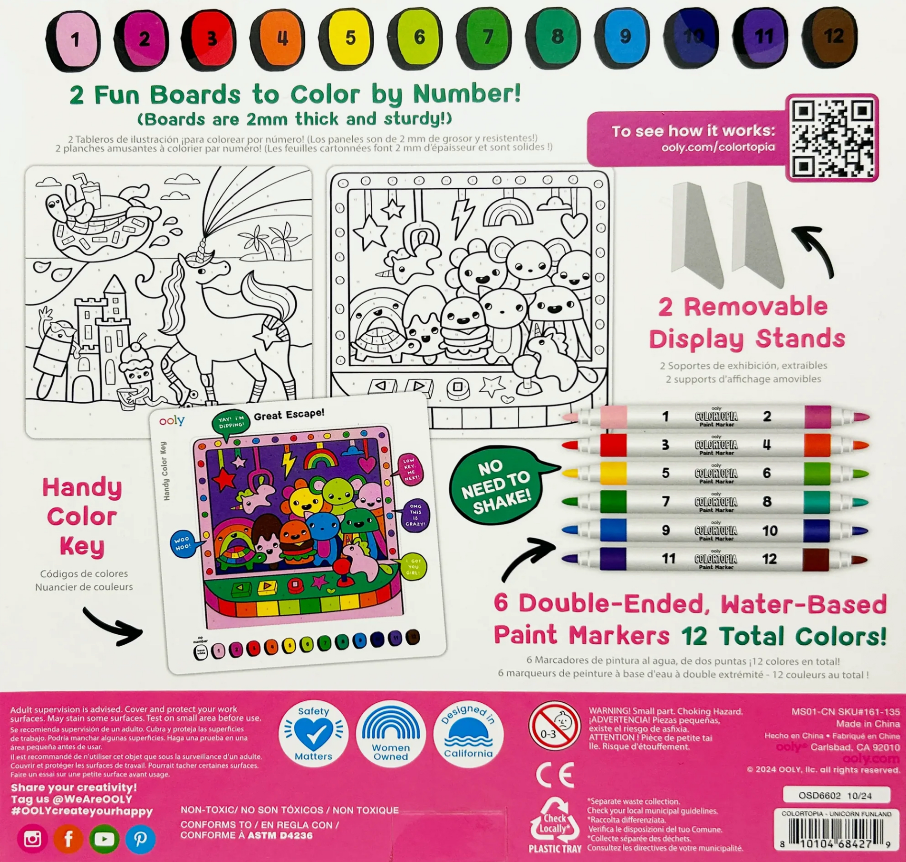 Colortopia Unicorn Funland Paint Marker By Number Kit — Busy Bee Toys