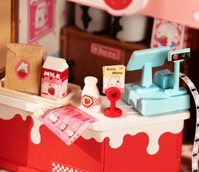 Strawberry Milk Box DIY Miniature House Kit