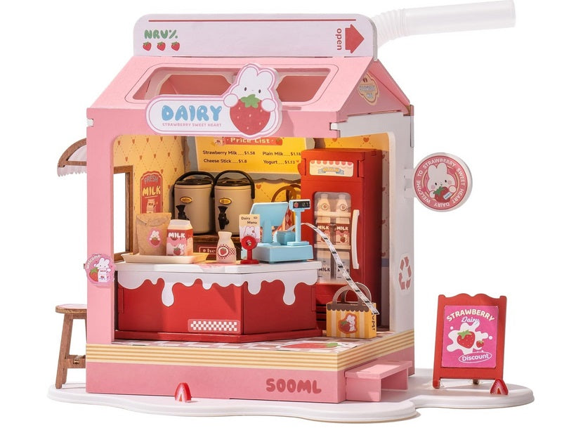 Strawberry Milk Box DIY Miniature House Kit