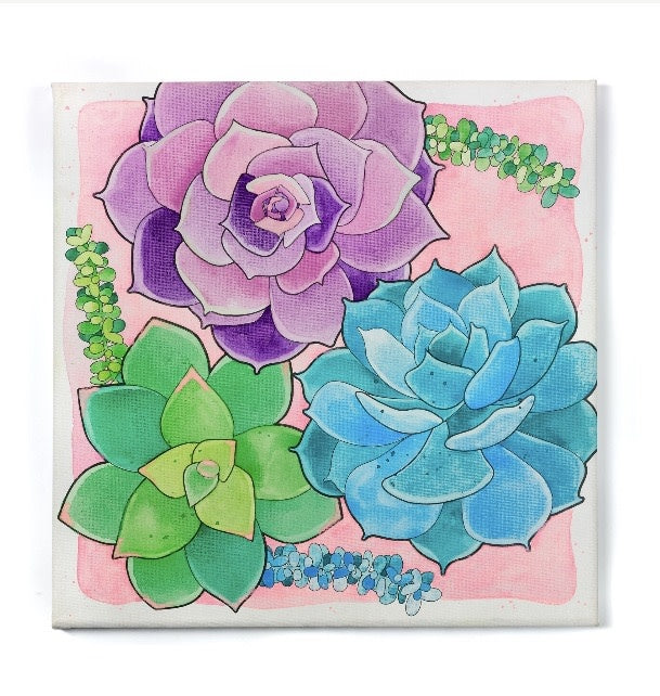 Watercolor Paint by Number: Succulents