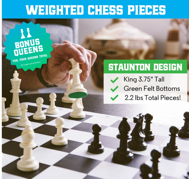  Best Chess Set Ever Triple Weighted Tournament Style Chess Set  with Exclusive Chess Strategy Guide - 20” x 20” Silicone Board + Heavy  Staunton Chess Pieces : Toys & Games