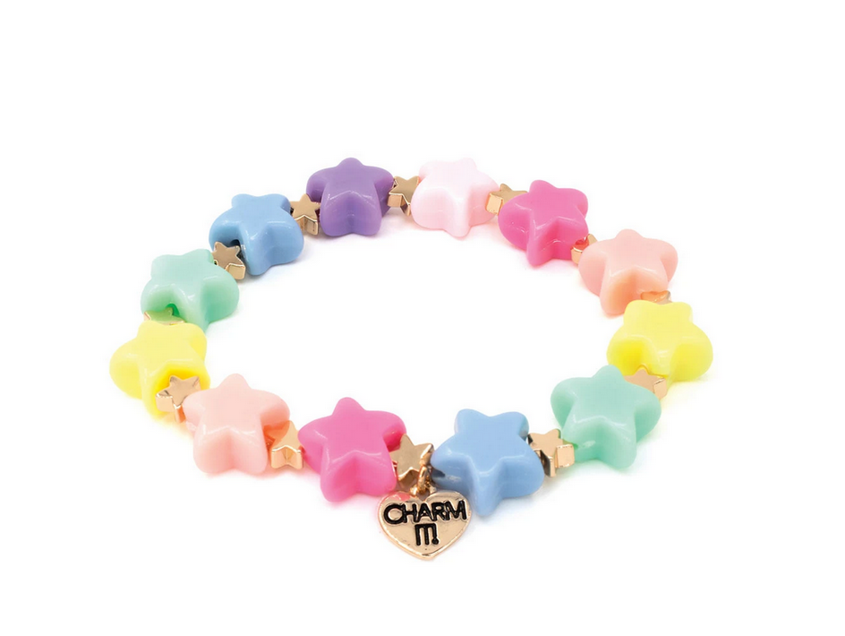 Gold Pastel Star Stretch Bead Bracelet