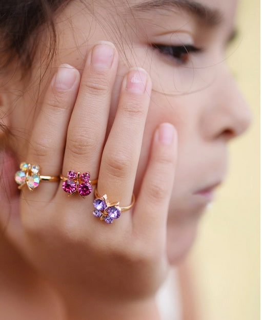 Boutique Butterfly Gem Rings 3pc Set